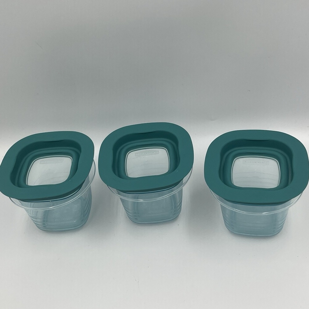 Set 3‎ Rubbermaid 4 oz. Lines Storage Containers Tritan Hard Plastic FG7N69 Vtg